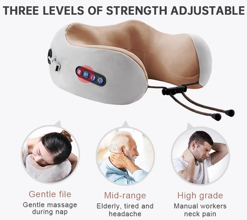 Travel Kneading Vibration Massage Pillow u-shape smart neck shoulder massager vibrating electric neck massage