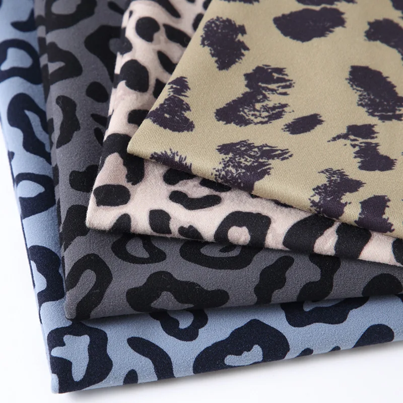 double brushed sustainable recycled 82 polyamide 18 elastane custom leopard digital printing fabric for activewear leggings