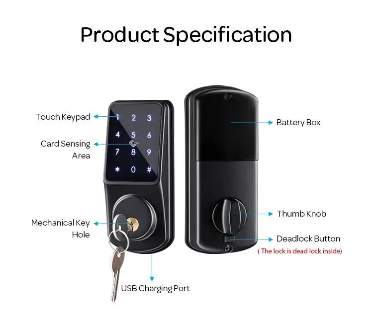 Factory delivery WIFI APP electronic deadbolt biological  keyboard password intelligent door lock