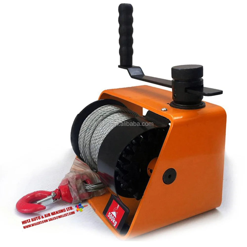 Self locking hand worm gear winch HUTZ 500 kg lifting towing rope winch hoist HWE50 HWE50A top wind small wire rope winch