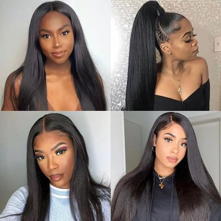 26 28 Inch Straight Lace Front Wig For Black Women Brazilian Straight Frontal Wig 13X4 Lace Front Wigs