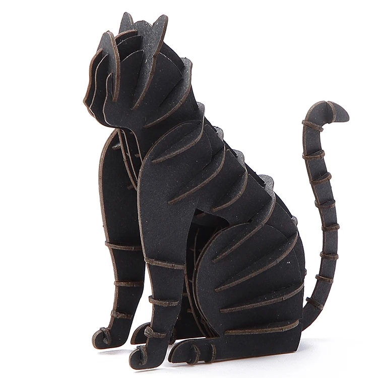 
Laser cut black cat 3D paper model for kids 