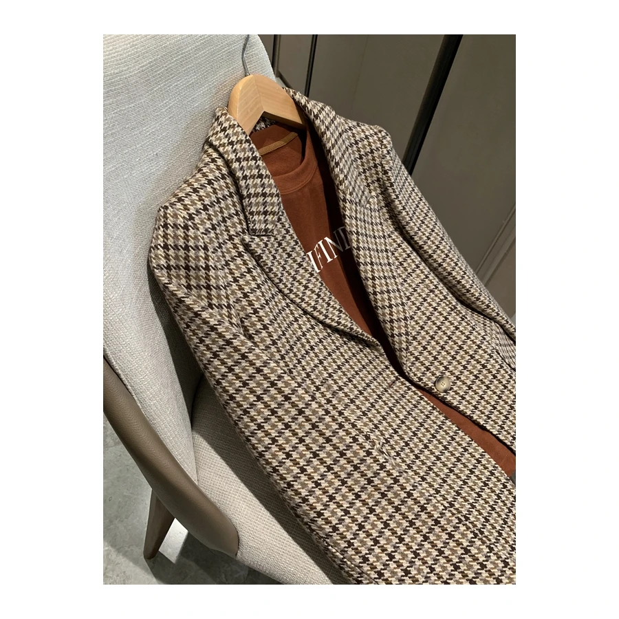 
Factory Top Quality Supply Houndstooth Plaid Ladies Wool Suits 