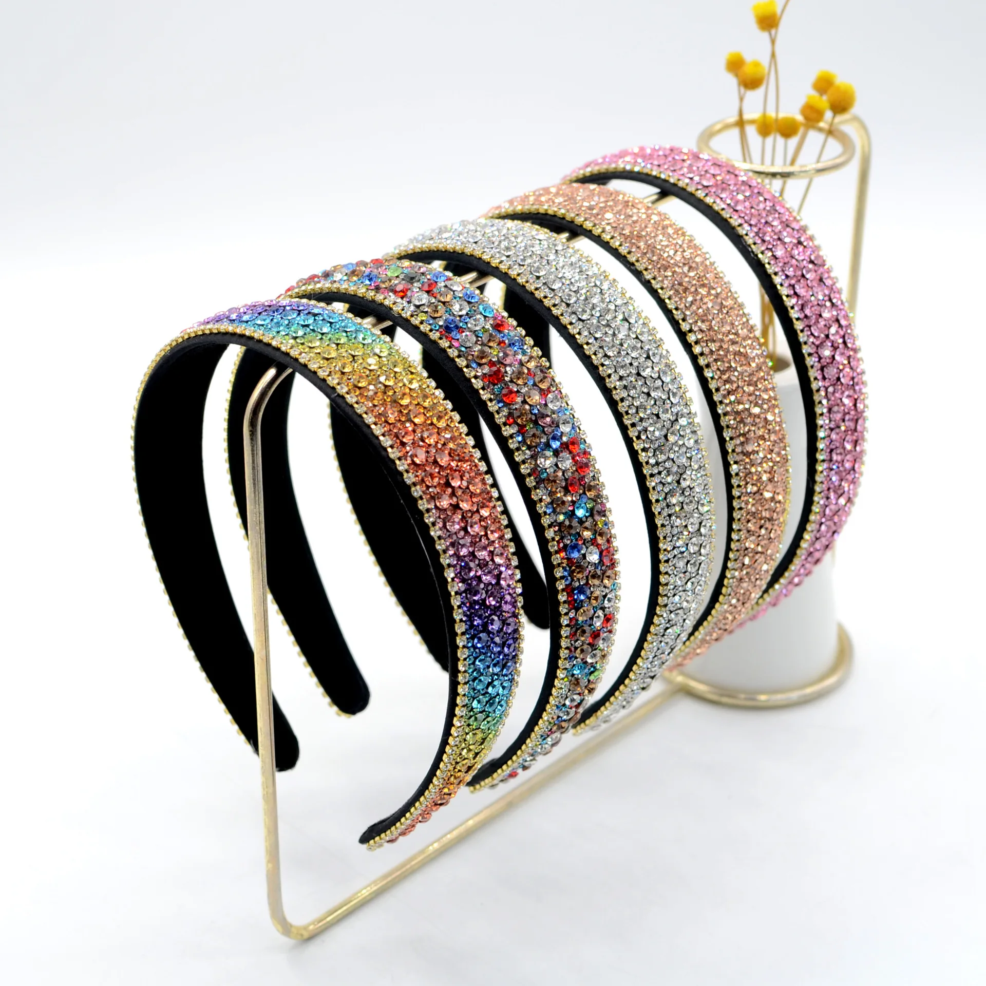 2021 rainbow designer headband crystal hair accessories women luxury rhinestone headband Korea diamond headband wholesale