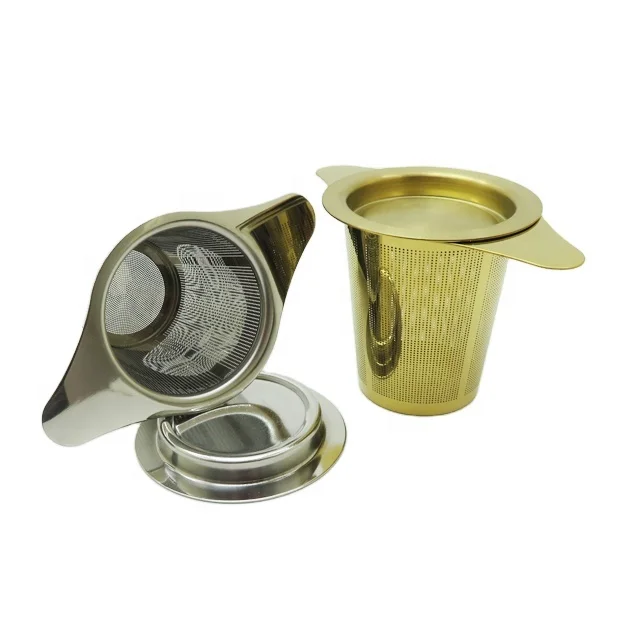 Многоразовый ситечко для заваривания чая из нержавеющей стали, фильтр золотого цвета