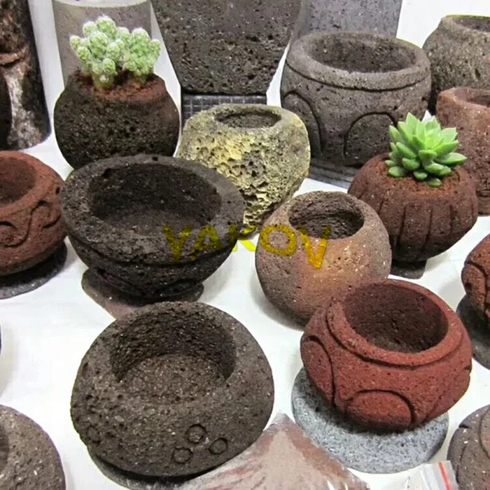 small irregular shape red lava stone bonsai pot flowerpot
