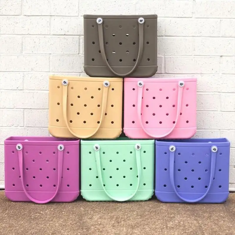 Hot Factory Wholesale Fashion Beach Waterproof Eva Silicone Summer Rubber Handbags Custom Logo Bogg Bag Small Bogg Baby