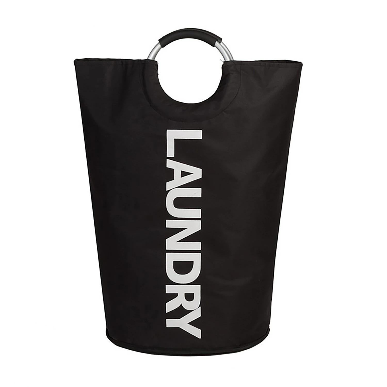 Eco Friendly Custom Round Shape Collapsible Folding Tote Laundry Basket Bag Clothes Storage Hamper with Drawstring