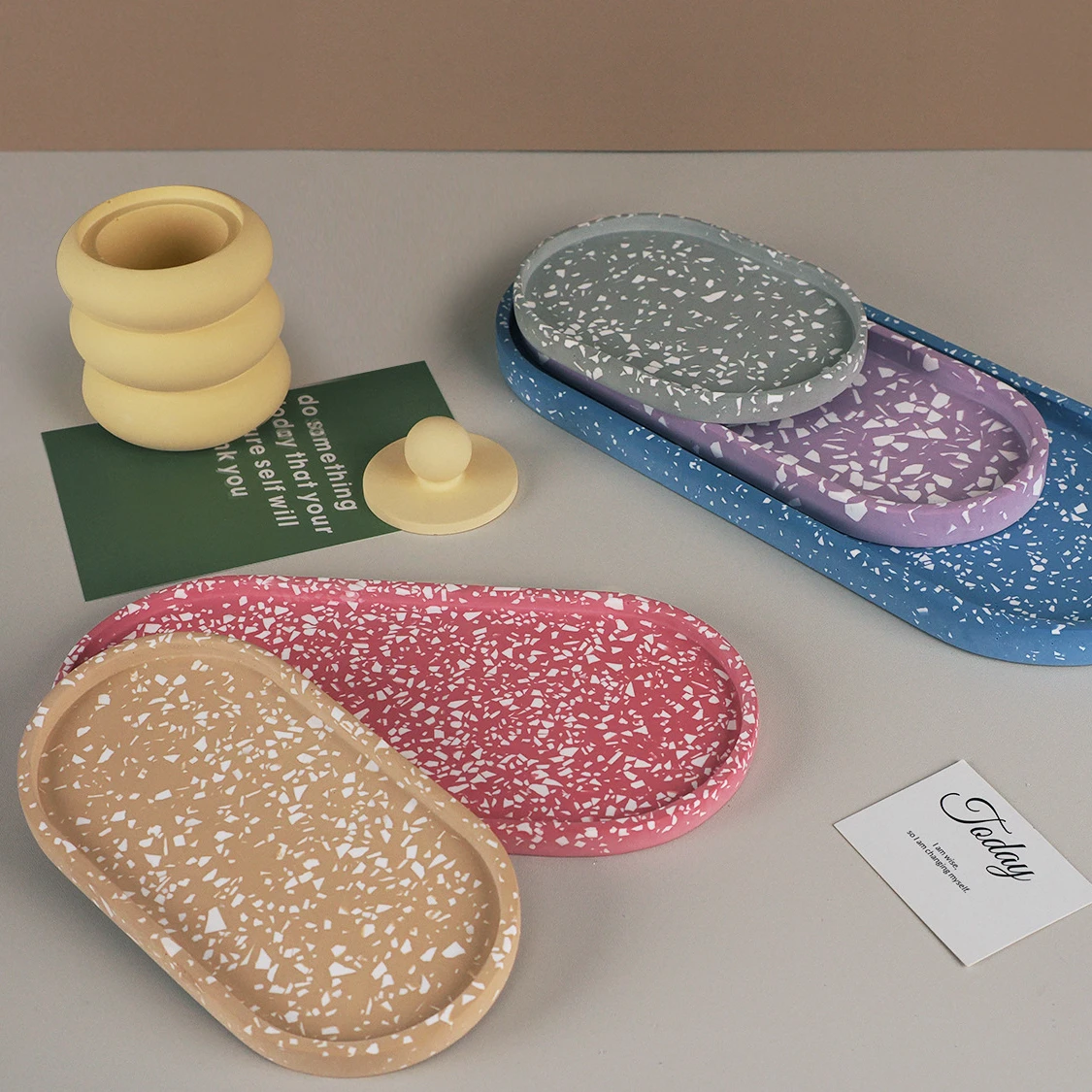 M4326 Large Oval Tray Silicone Mold Cement Candle Holder Tray Mold