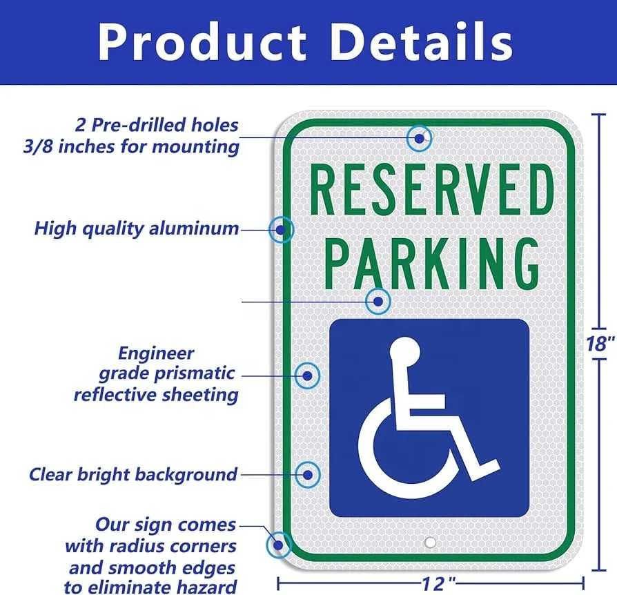 Securun Parking Sign-18 x 12 inch Aluminum Sign, with ADA Accessibility Symbol