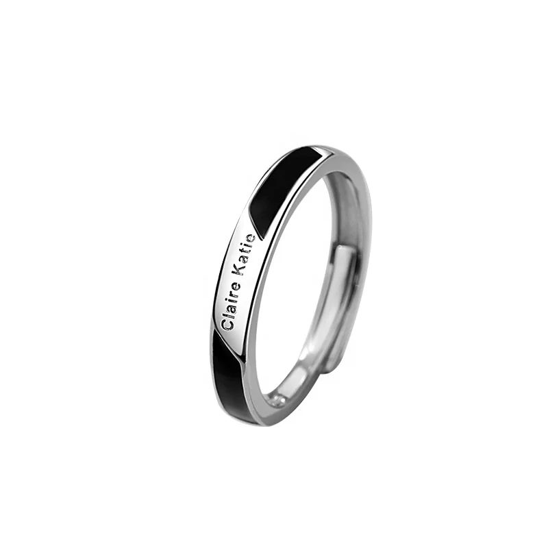 Fashion Couple Adjustable Jewelry 925 Sterling Silver Rose Gold CZ Women Ring White Gold Men Ring