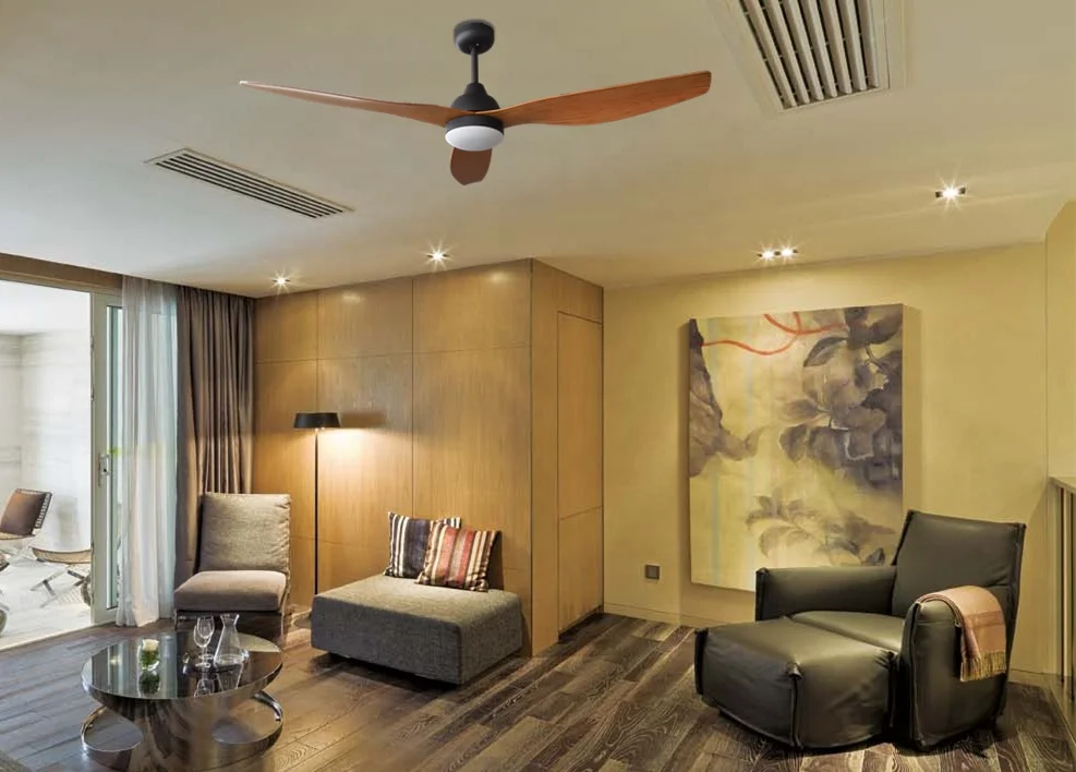 52 inch modern 3 ABS blades DC ceiling fan with LED light, remote control