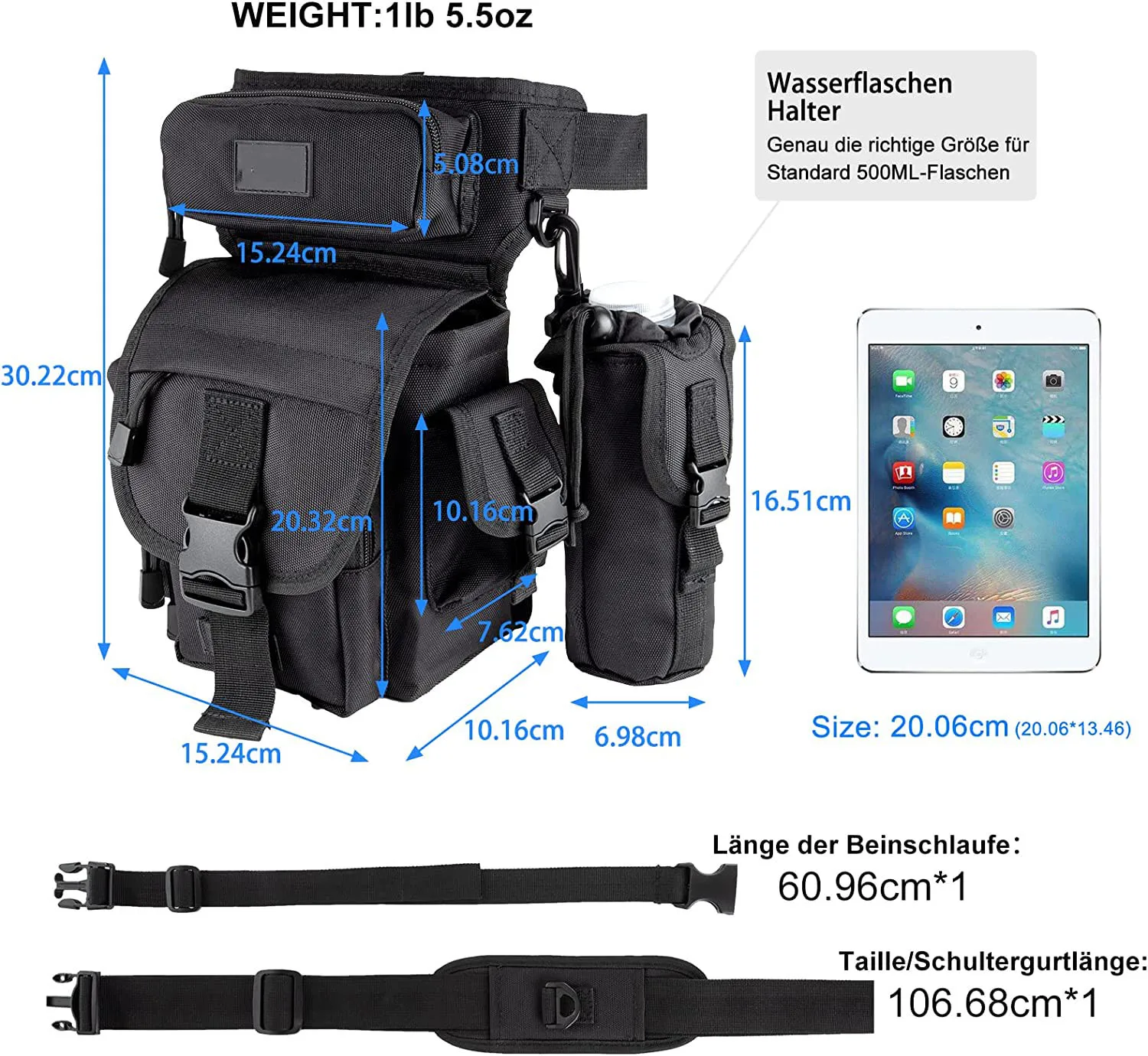 Tactical Men Metal Detecting Outdoor Bike Cycling Hiking Thigh Bag With Water Bottle Pouch Drop Cross Over Leg Bag