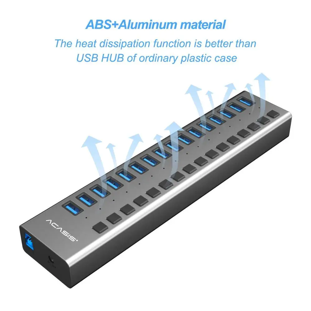 Acasis Высокое качество USB хаб 16 портов 3 0 украшенное мозаикой из драгоценных камней 12V/7.5A адаптер питания для планшетного компьютера и