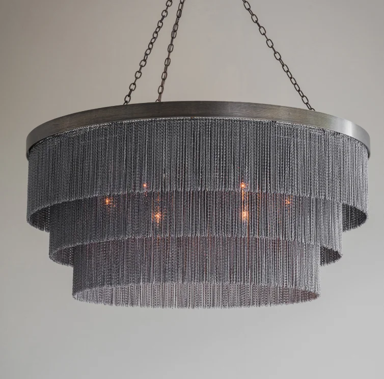 Retro Black Chandelier Aluminum Chain Chandelier 3 tier for living room