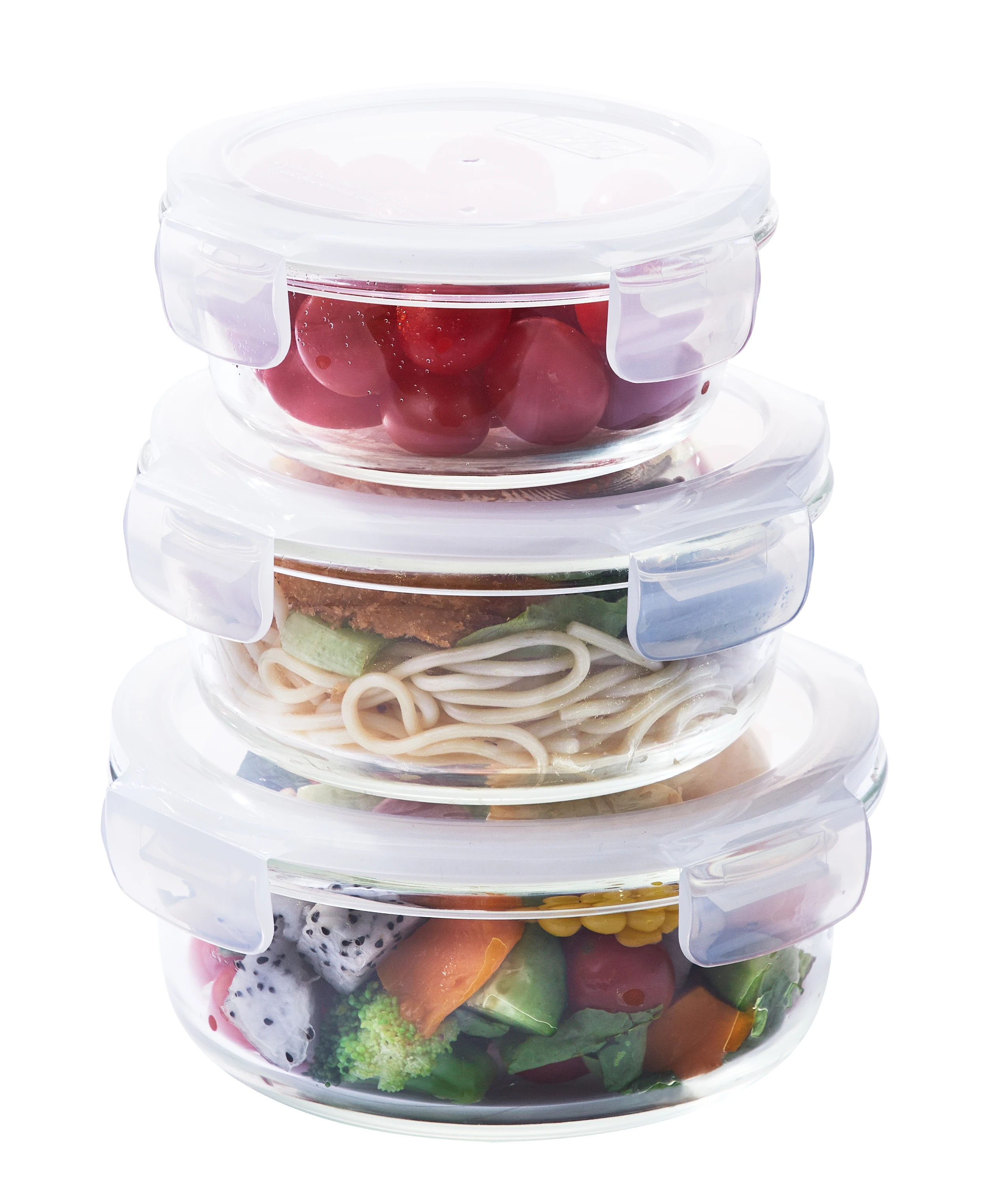 Manufacturer Lunch Tempered Airtight Camping Travel High Borosilicate Glass Serving Salad Storage Bowl with Lock For Kitchen