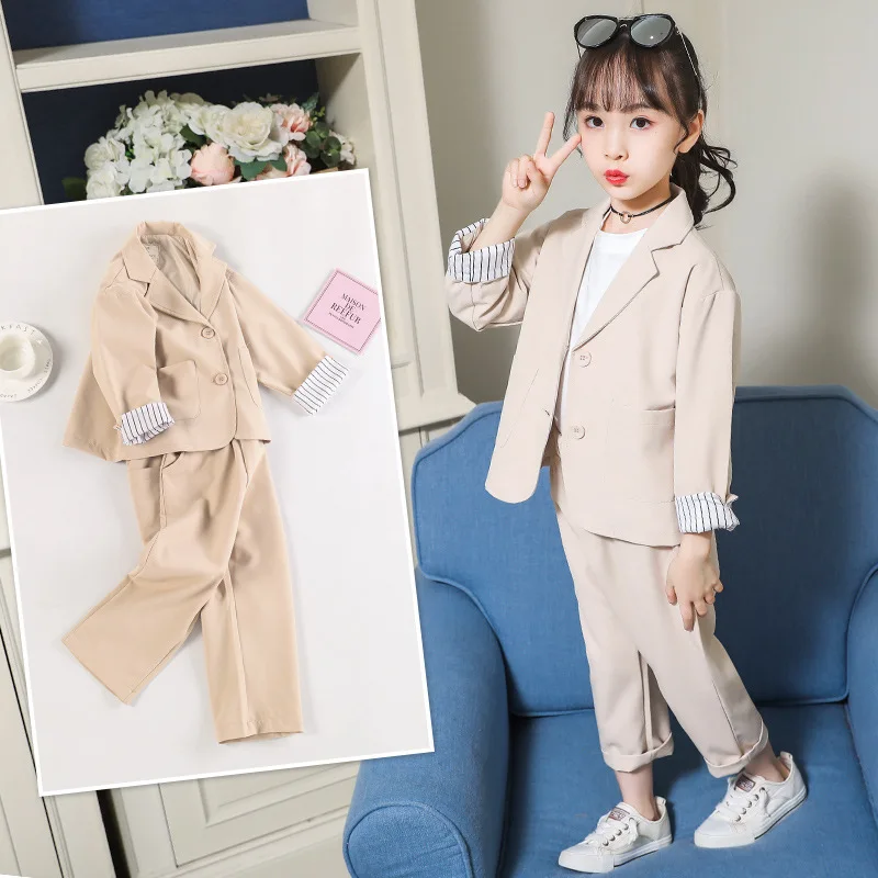 Autumn 2pcs business Western Suit teen clothes for kids girls set