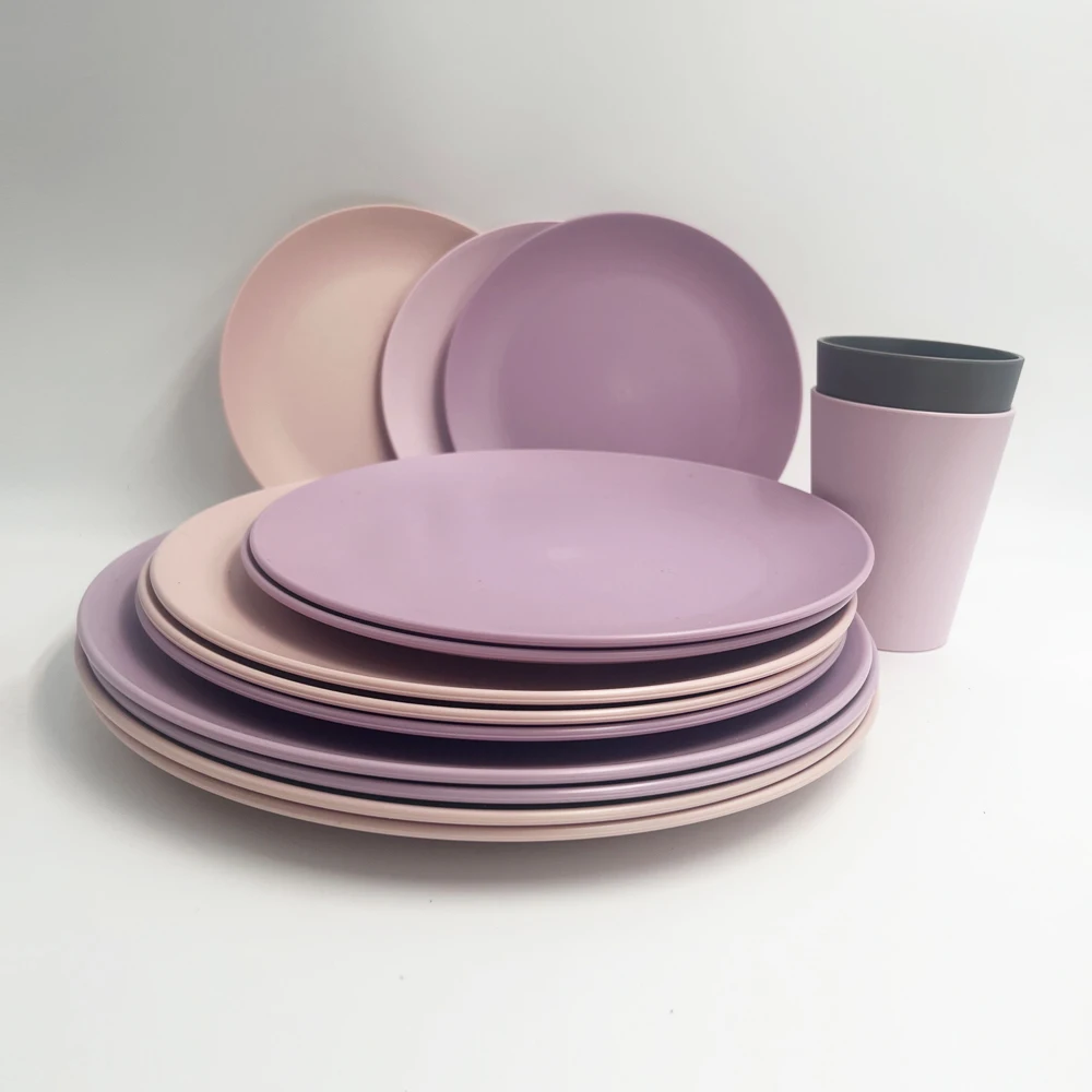 rpet plastic reusable plates durable colourful dinner wholesale promotion