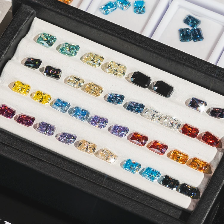 Goldleaf Jewelry Gems Wholesale Radiant Cut Color Moissanite Stone GRA Certified VVS Clarity Loose Moissanite Gemstone