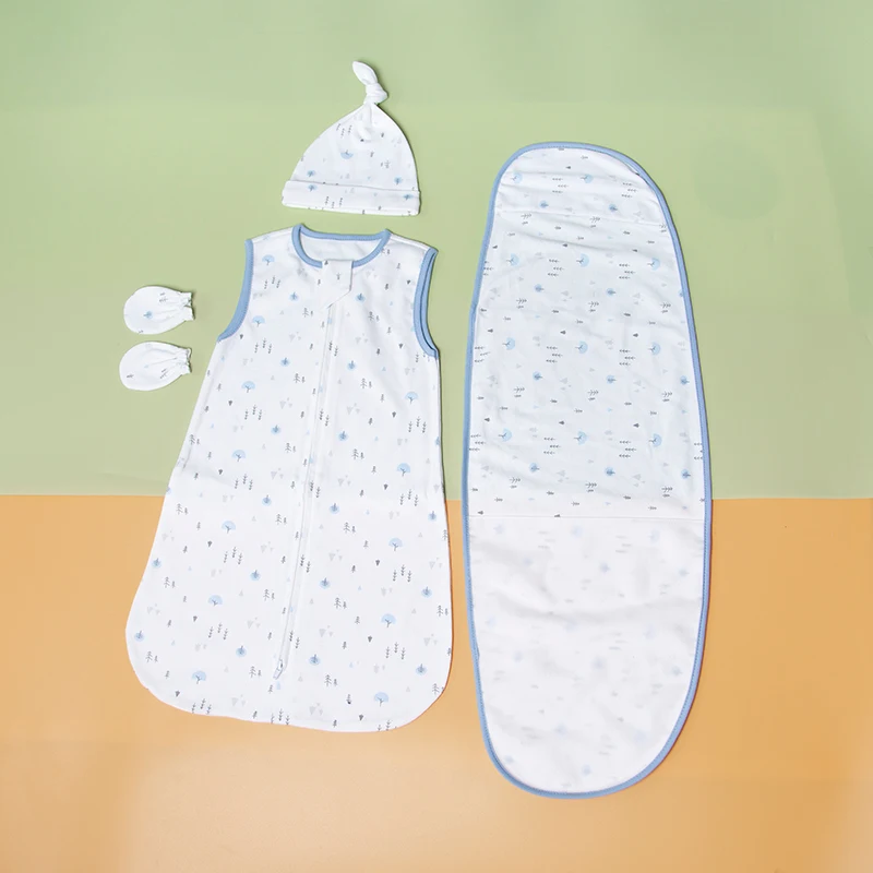 Custom Pattern Newborn Sleep sack Muslin Anti startle jump sleeping bag printed baby sleeping wears