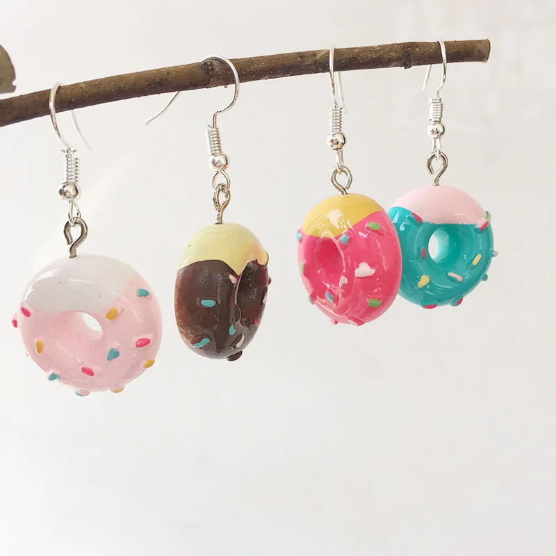 Candy Color crepe cake Food Drop earrings Cute Handmade polymer clay Fashion earrings Jewelry Gift