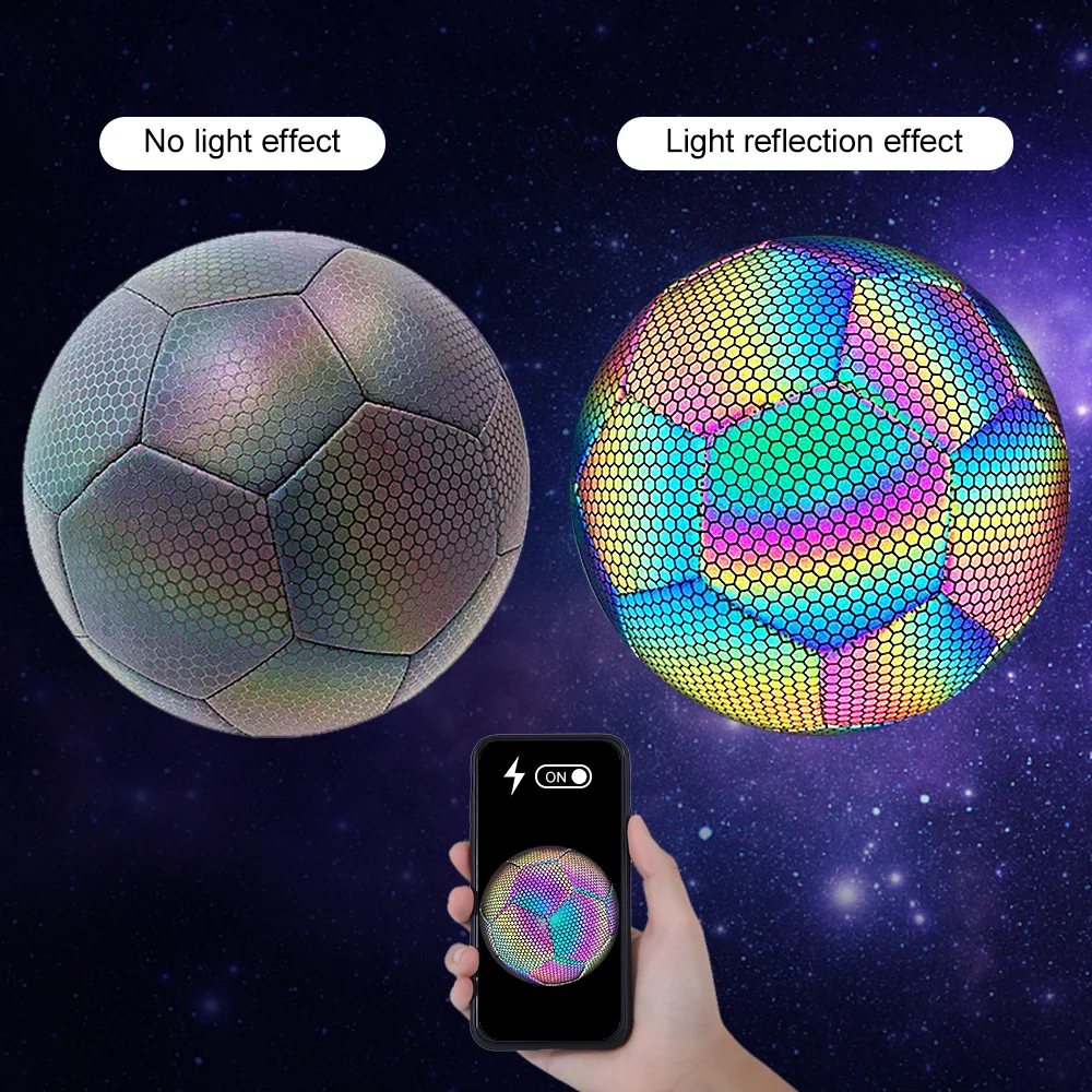 Custom Logo Glowing reflective  holographic soccer ball light up footballs luminous soccer ball  factory outlet OEM Made china