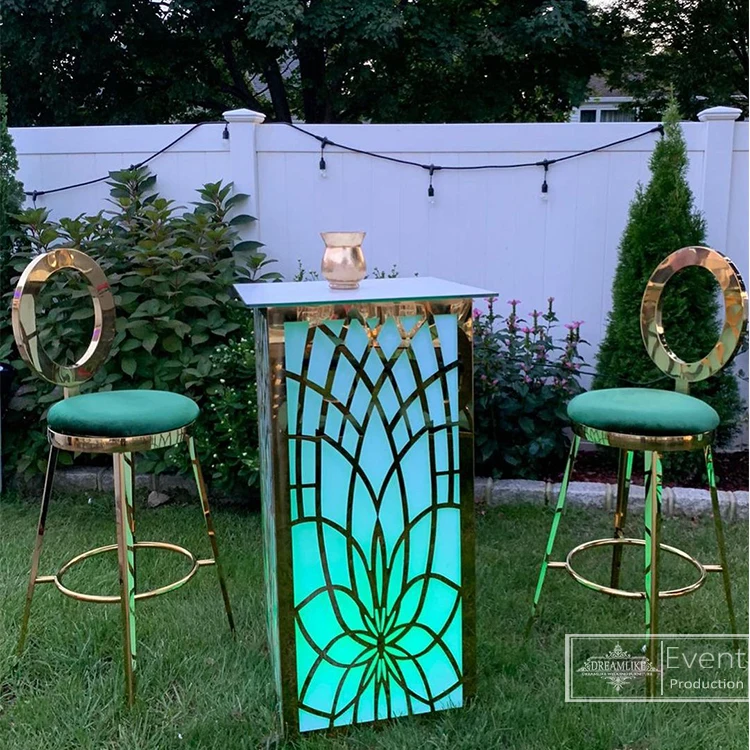 LED lighting furniture high table cocktail bar table for party and wedding