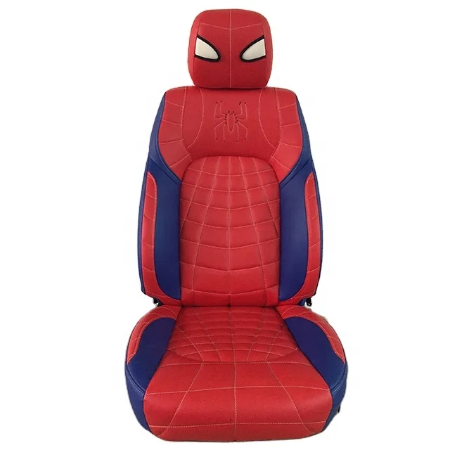Luxury spider man red car seat cover pvc car interior upholstery car seat cushion