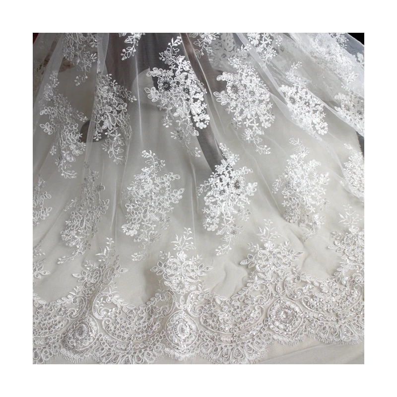 affinity wholesale price sequin mesh guipul fabric embroidery tulle lace fabric for nigerian wedding party dress