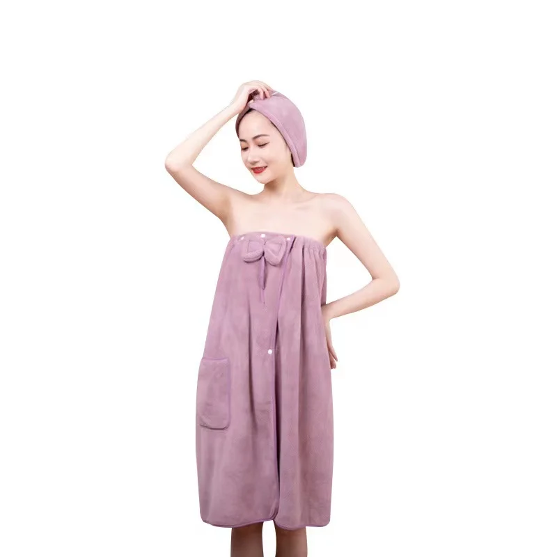Adjustable Touch Fastener Colorful Knee Length Spa Fleece Dress Bath Towel