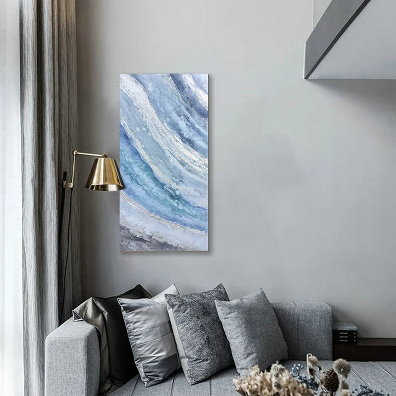 Modern blue water ripple canvas hand painted oil painting