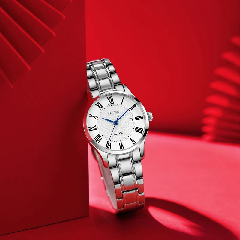 classic roman numeral valentine watches cheap made in china wristwatch all stainless steel couple wrist watch