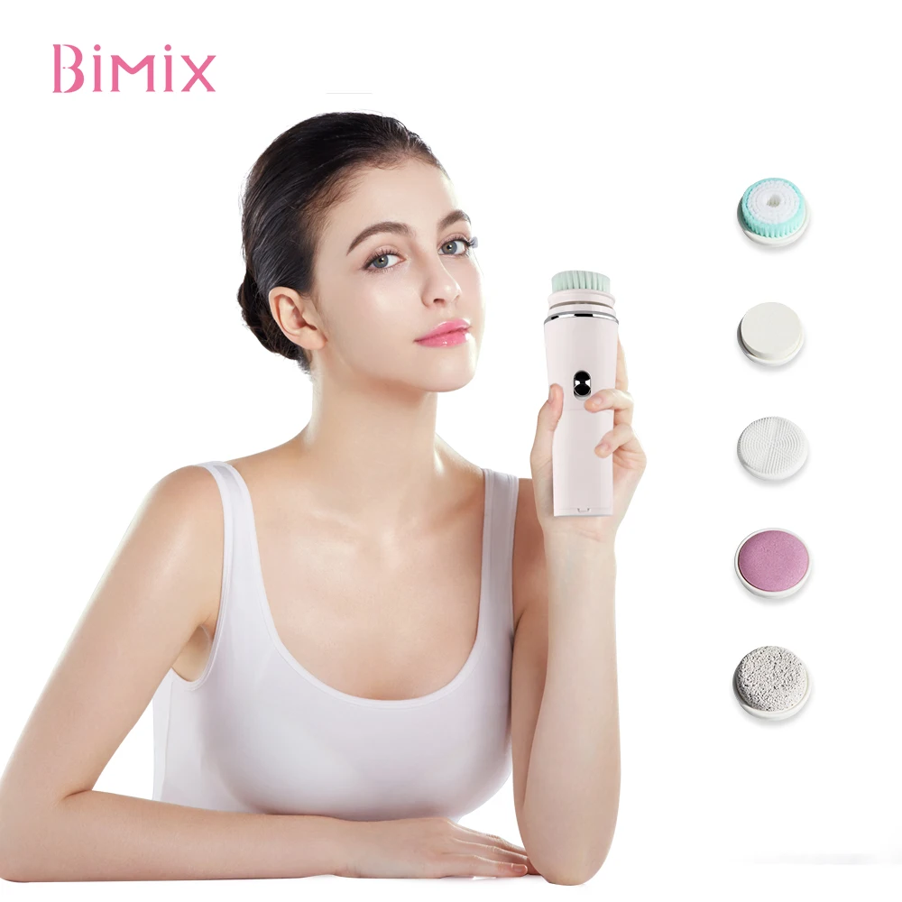 Электрический силиконовый отшелушиватель Bimix для лица и тела, вращающаяся щетка для чистки лица