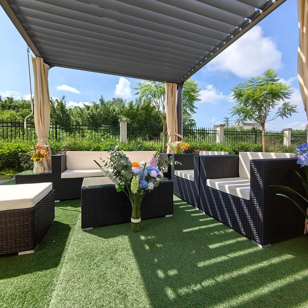 Auto opening Louver Roof Motorized Sunshade 3x4m Garden Aluminium Gazebo Outdoor pergola Factory direct