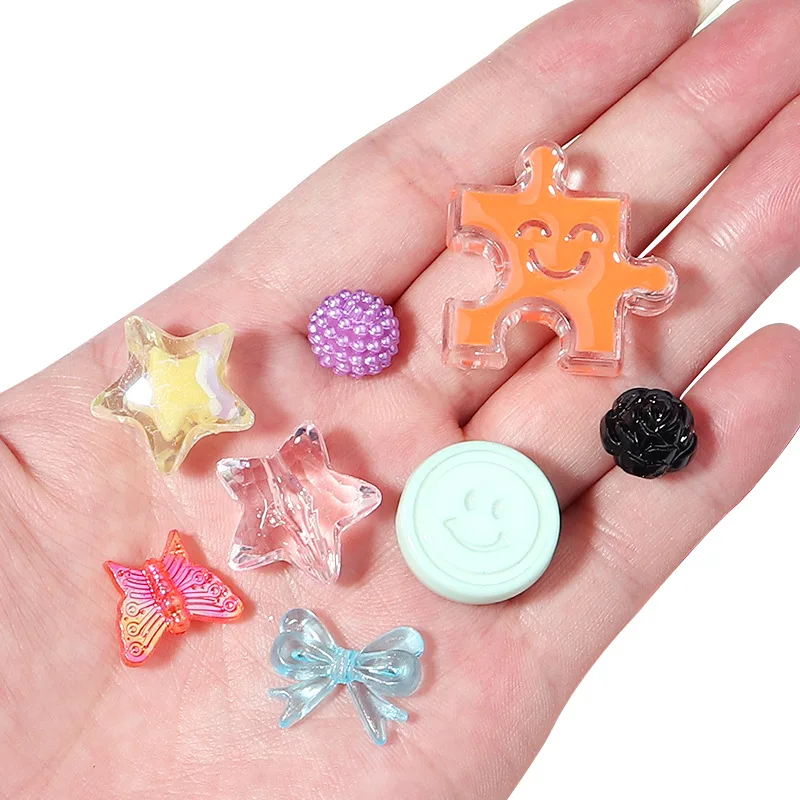 JC Acrylic beads 500g Mixed colors plastic loose beads for DIY making phone chain accessories smile face beads