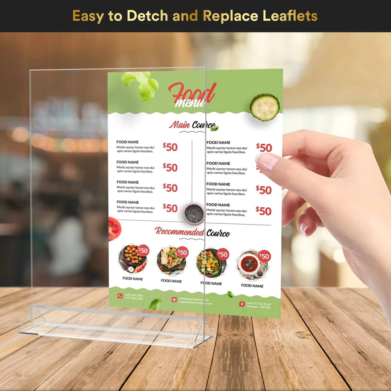 Acrylic tabletop signage custom holder Menu advertising Photo Price list Poster display acrylic transparent table price plate