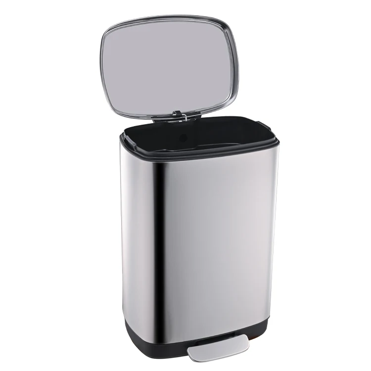 Standard size indoor stainless steel soft close trash can with metal lid