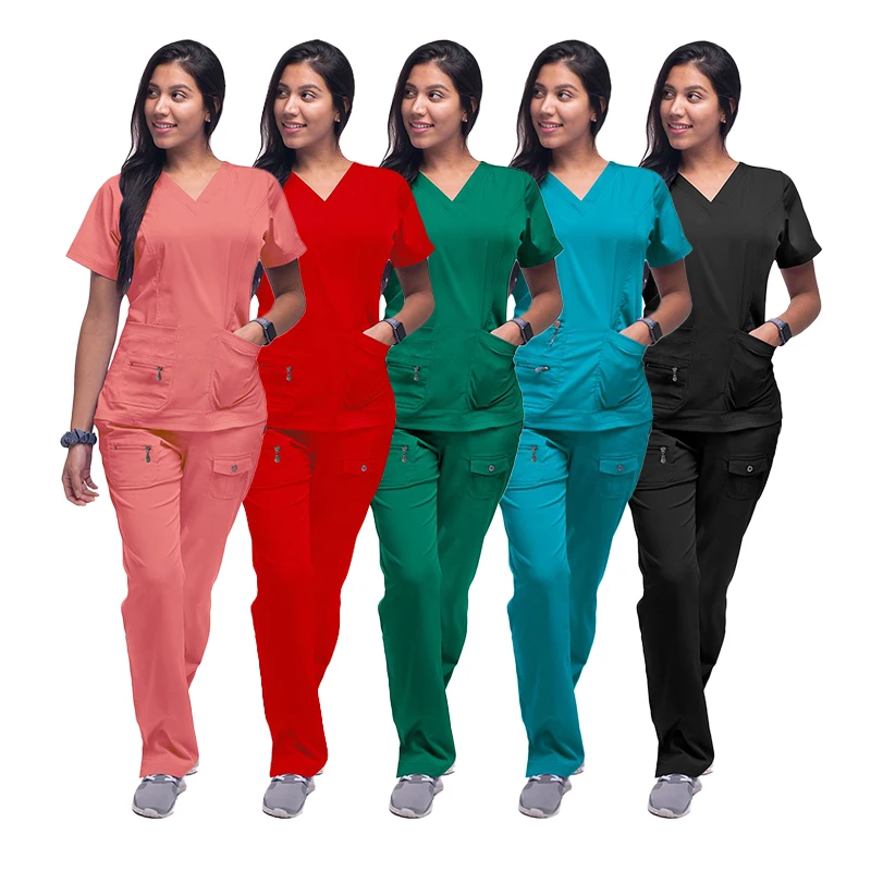 HIgh Quality Custom Nurse Hospital Uniforms 4 Way stretch Scrubs Tops Anti Wrinkle Medical Scrub Pants