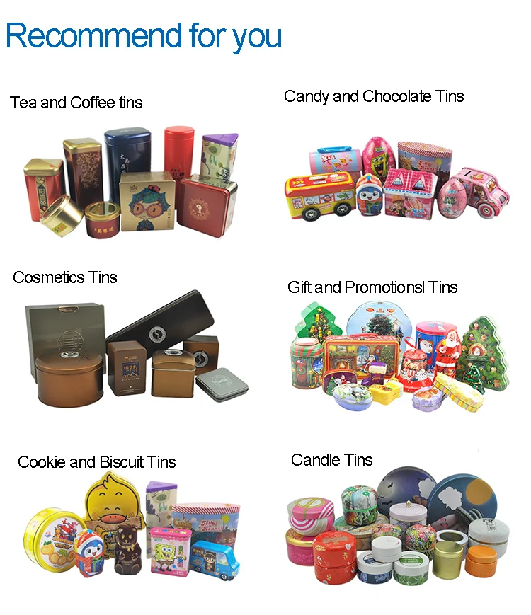 Colorful food grade cookie packaging tin box candy tin can tea tin packaging