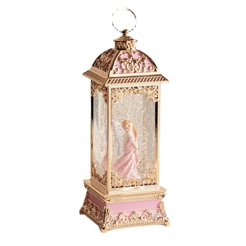 Creative carved rotating lights snow crystal wind lamp music box music box night light friend birthday Christmas gift