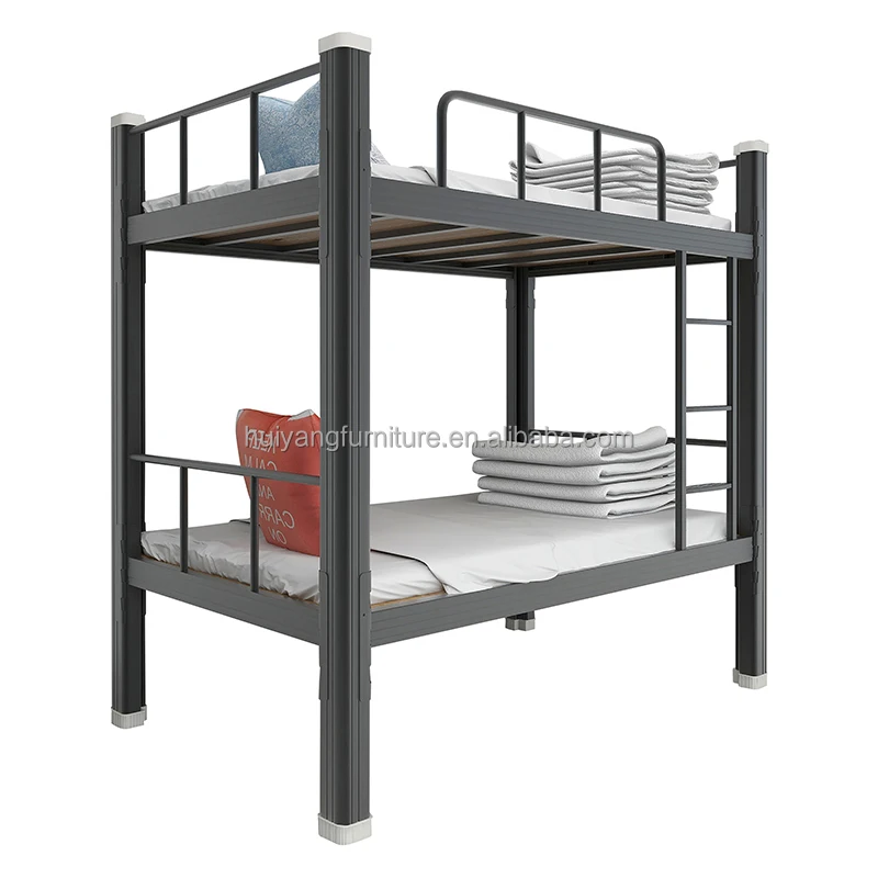Steel Furniture Metal Detachable Bunk Bed 2 Tiered Bed Easy Assemble  With Under Bed Cabinet
