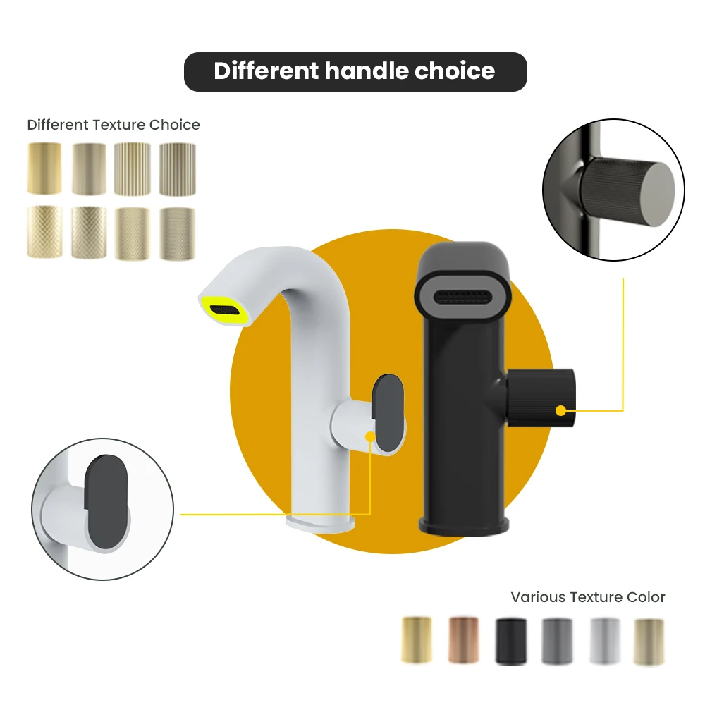 Single Hole Smart Lavatory color cold hot Water Tap Bathroom brass mixer tap single handle wash Basin Faucet