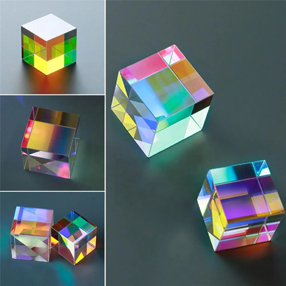 Optical Glass X-Cube Bi directional Design Cube Prism RGB Combination Divider Gift Class Physics Education Toy