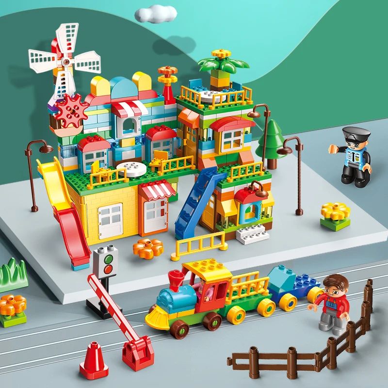 FEELO2024 new 269pcs Windmill Scene Building Blocks Geometric Shapes Toys science and education Building Blocks For Children