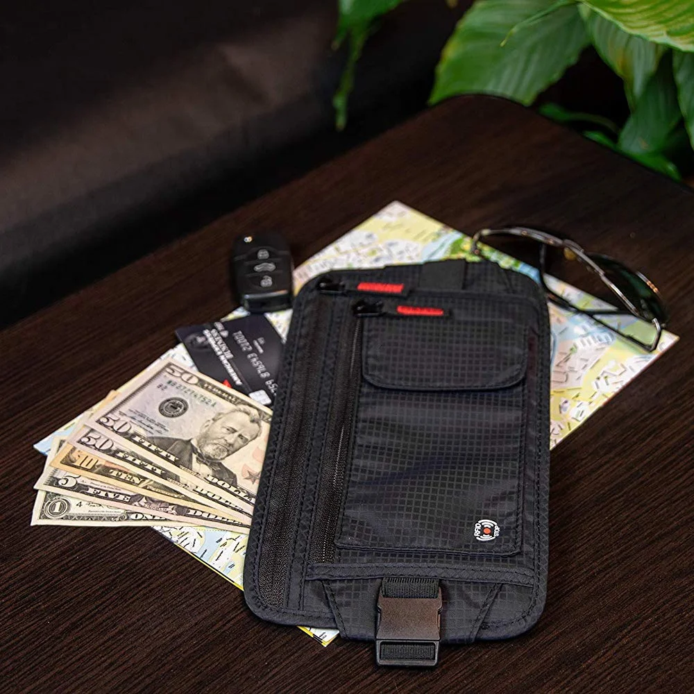 RFID Travel Money Belt - Hidden Holder For Passport - Secret, Safe Waist Wallet