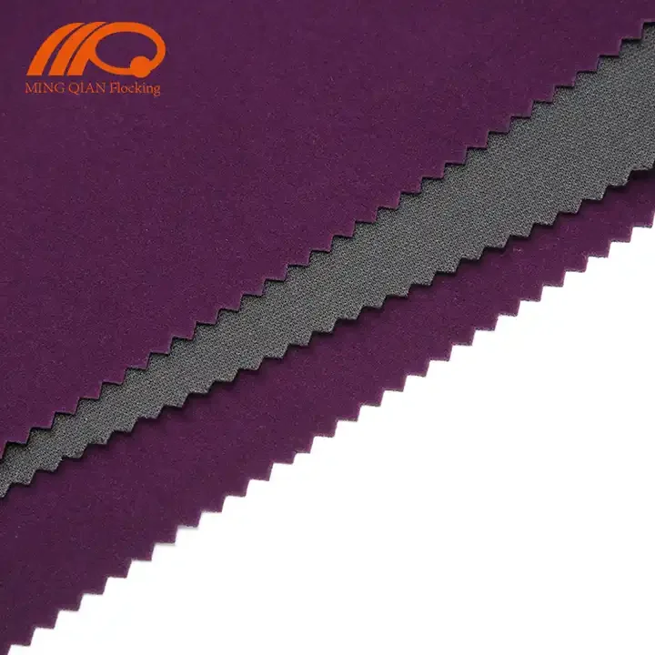 Multi colors high quality soft flock velvet fabric with knitting fabric base for jewelry box gift box & drawstring pouch