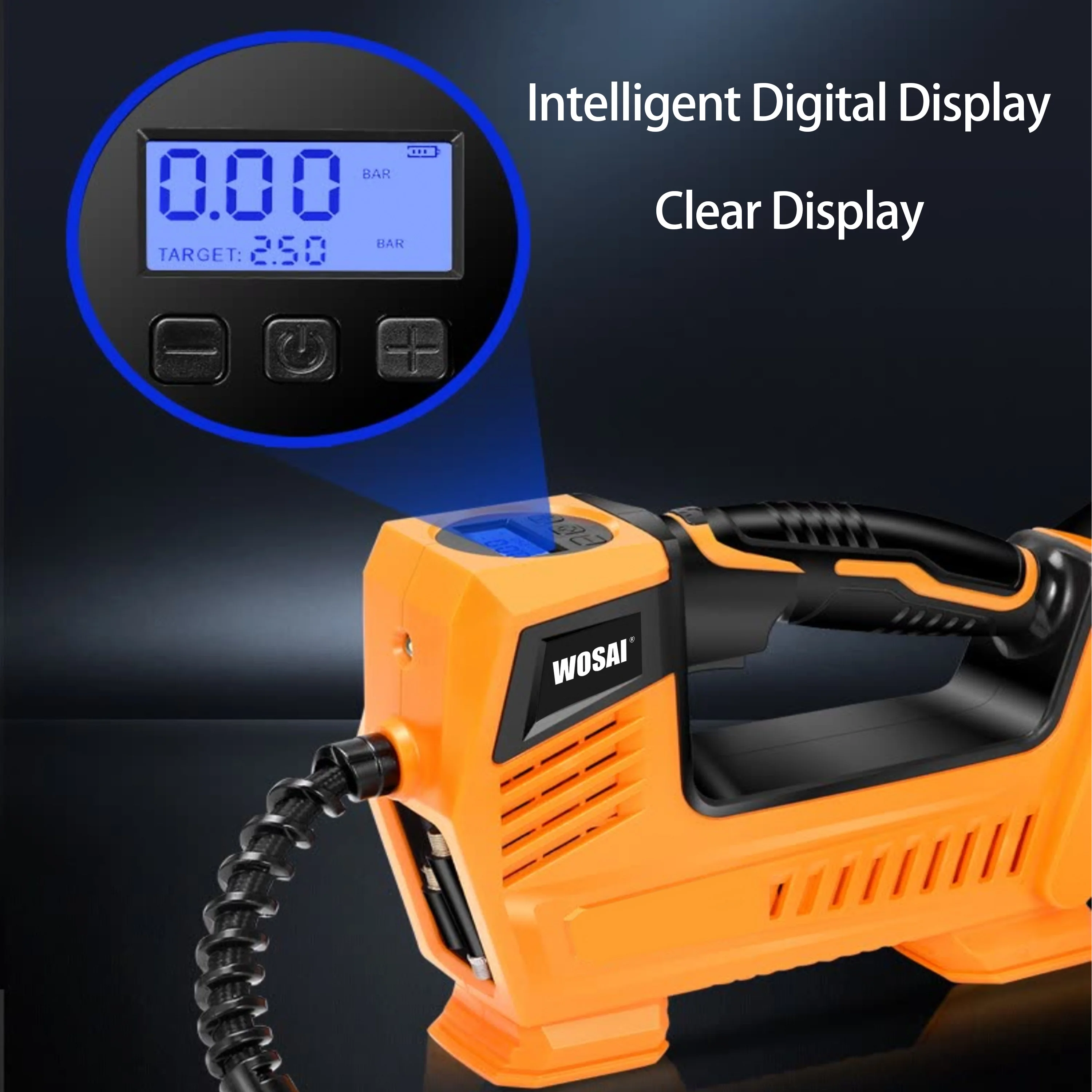 WOSAI Mini Cordless 20V 21V Handheld Tire Inflator Compressor Electrical air Pump for Car