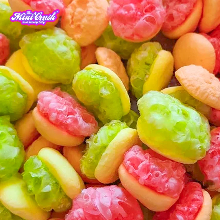 Wholesale Custom Freeze-Dried Gummy Hamburger Candy Fruity Flavored Puffed Snacks candy for Christmas