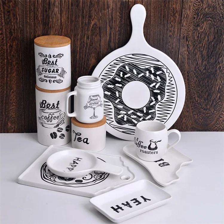 christmas chinese porcelain PIzza Plate Cheese Board Mug White chaozhou ceramic tableware Set For Party Themed