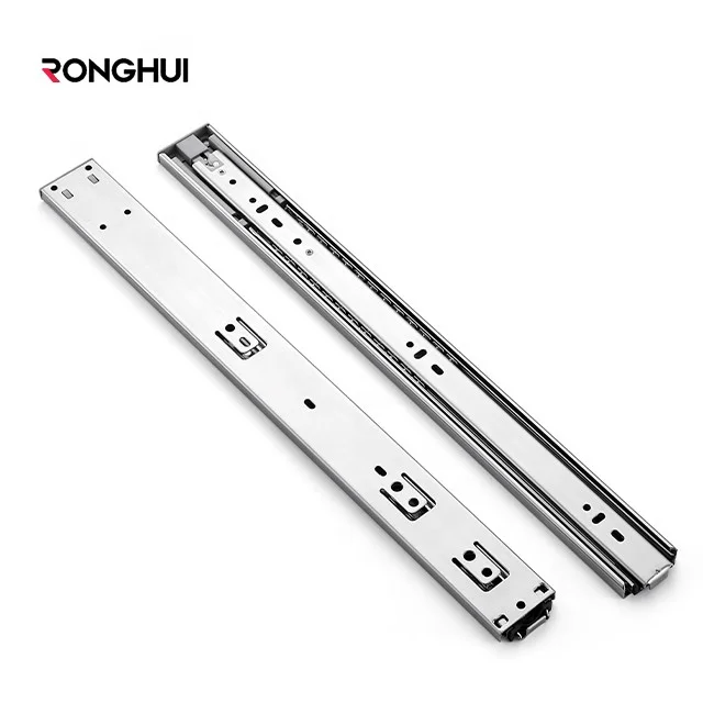 Ronghui 3-fold Full Extension Sliding Drawer Slide Push To Open Rebound Ball Bearing Slide Rails